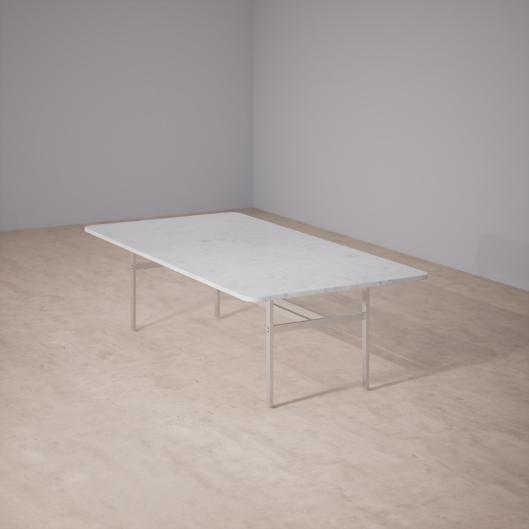 Dinner Table With Rounded Corners: Bianco Carrara