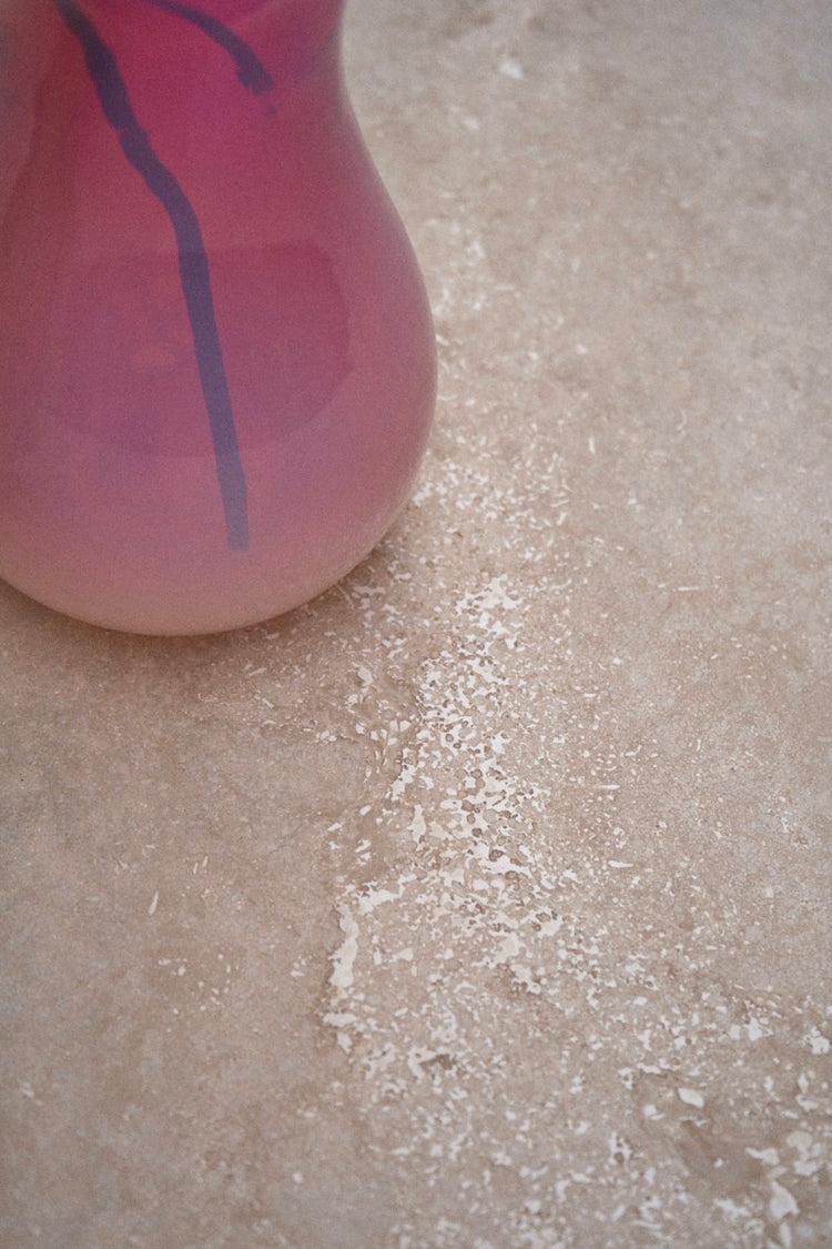 Oval Dinner Table: Travertine