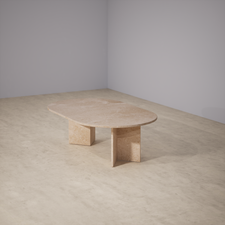 Oval Dinner Table: Travertine