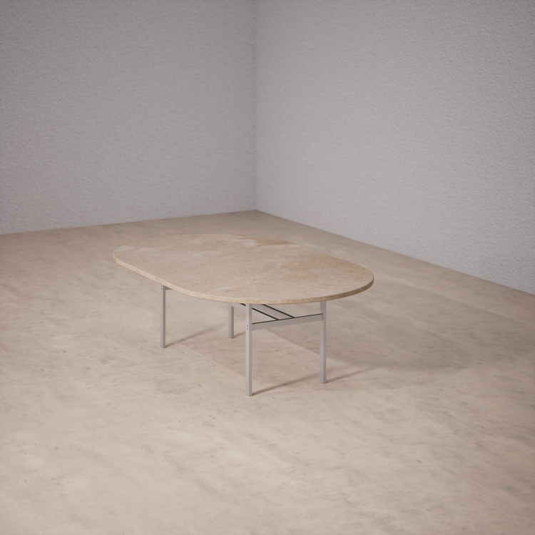 Oval Dinner Table: Travertine