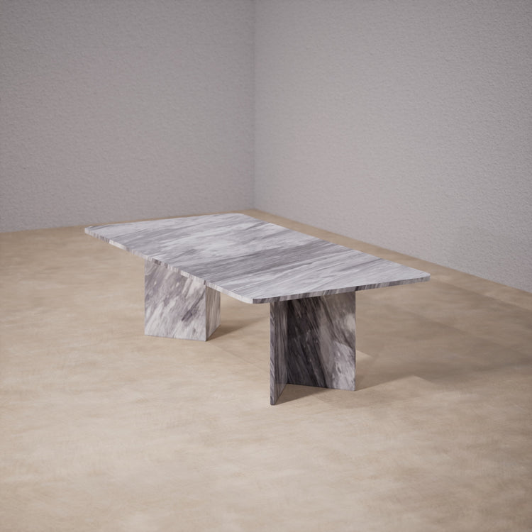 Dinner Table With Rounded Corners: Bardiglio Nuvolato