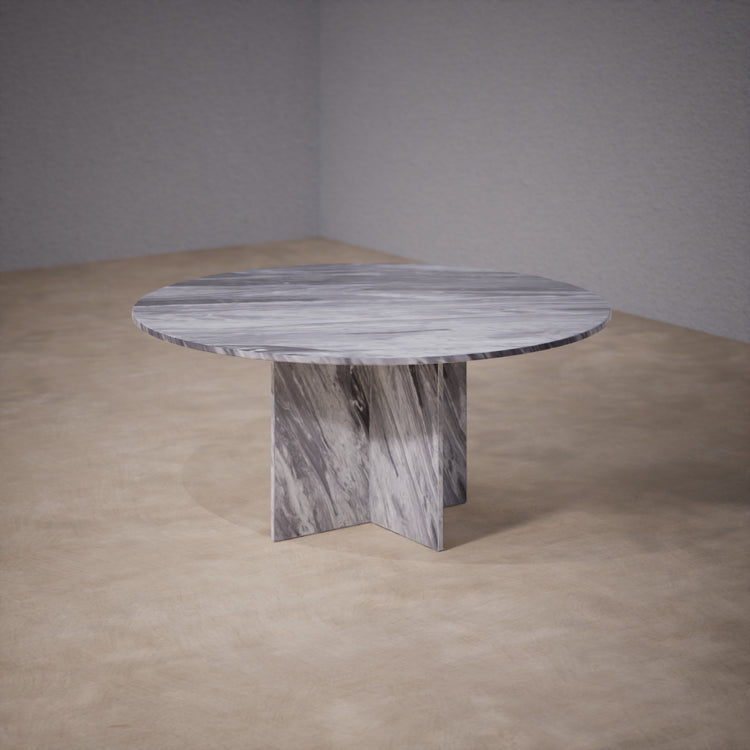 Round Dinner Table: Bardiglio Nuvolato