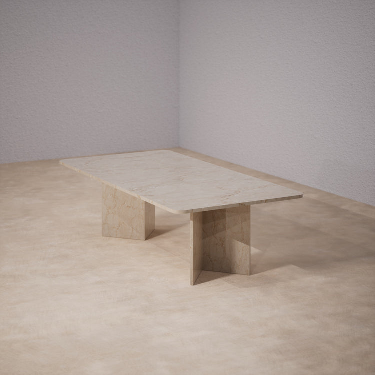 Dinner Table With Rounded Corners: Botticino Classico