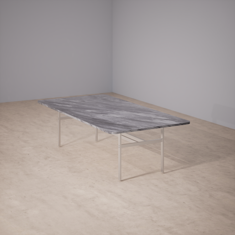 Dinner Table With Rounded Corners: Bardiglio Nuvolato