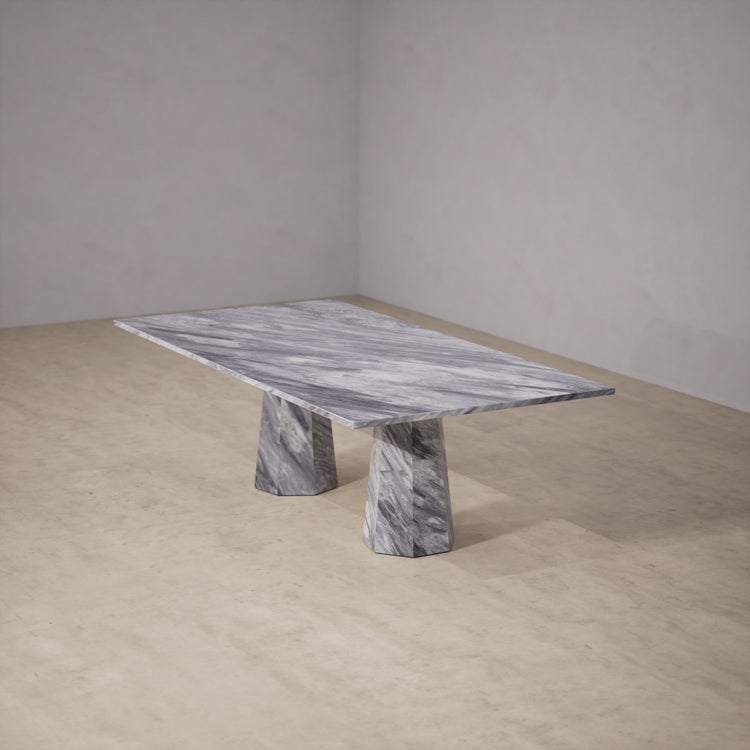 Dinner Table With Rounded Corners: Bardiglio Nuvolato