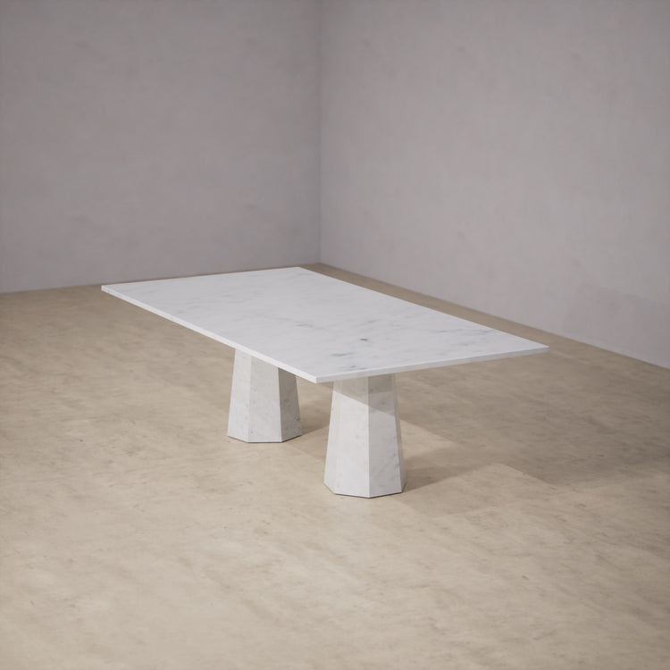 Dinner Table With Rounded Corners: Bianco Carrara