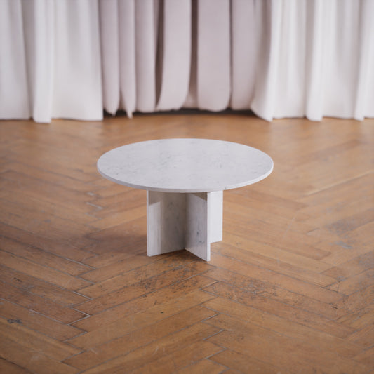Round Side/Sofa Table: Bianco Carrara